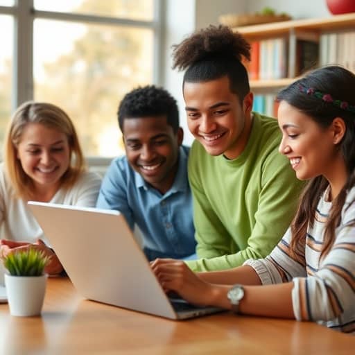 Students collaborating and supporting each other in a community setting